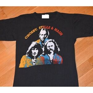 1970_s CROSBY STiLLS & NASH Rare 1977 Concert Tour Rock Band Tee T-shirt
